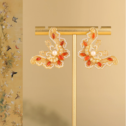 Gold Vermeil Butterfly Dance Pearl Earrings