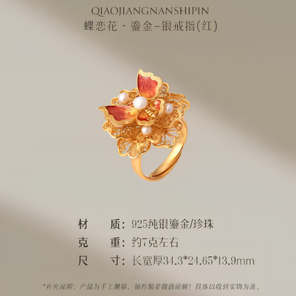 Gold Vermeil Butterfly Flower Ring