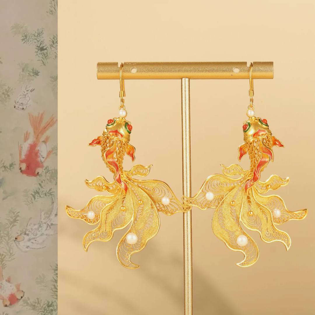 Gold Vermeil Butterfly Goldfish Earrings