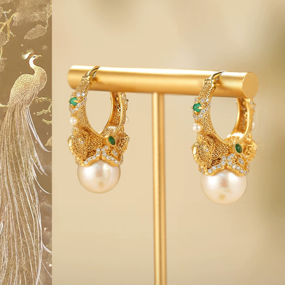 Gold Vermeil Double Phoenix Pearl Earrings