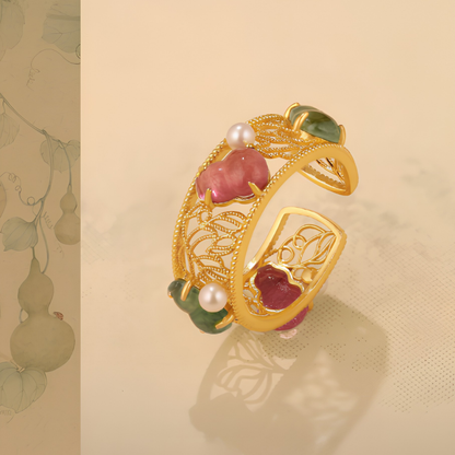 Gold Vermeil Gourd Pearl Ring