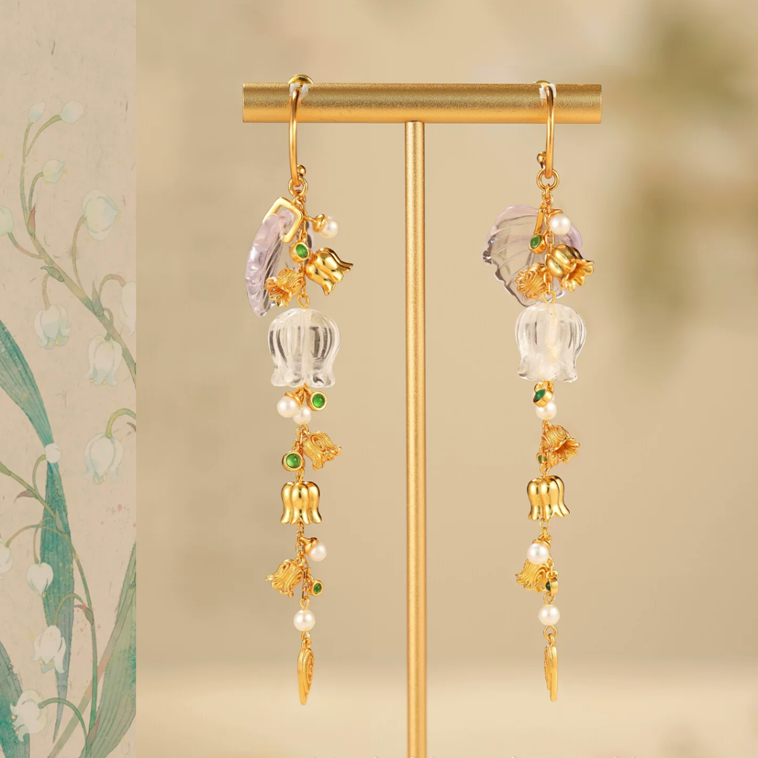 Gold Vermeil Lily of the Valley Bell Drop Earrings