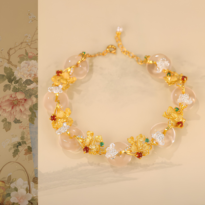 Gold Vermeil Peony Peace Bracelet