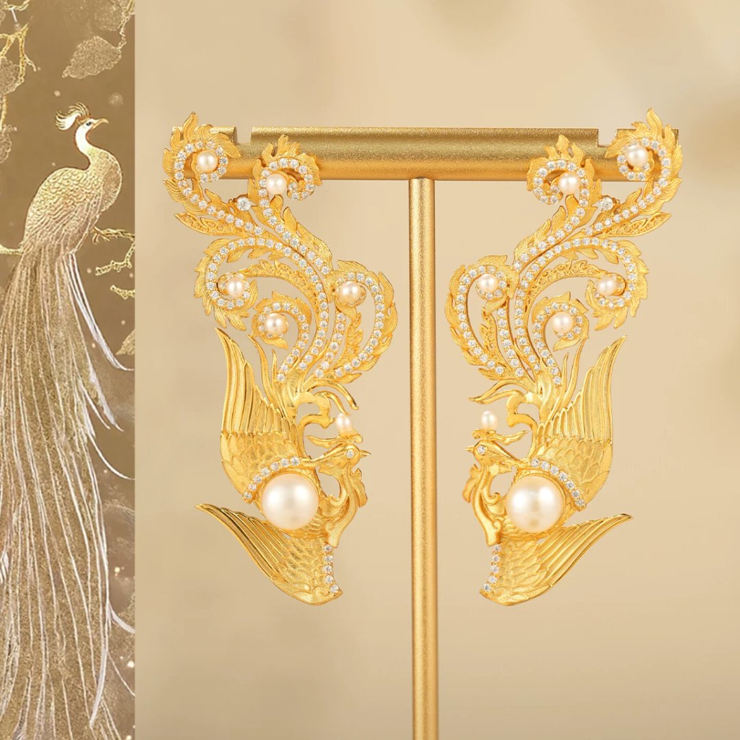 Gold Vermeil Phoenix in Flight Earrings