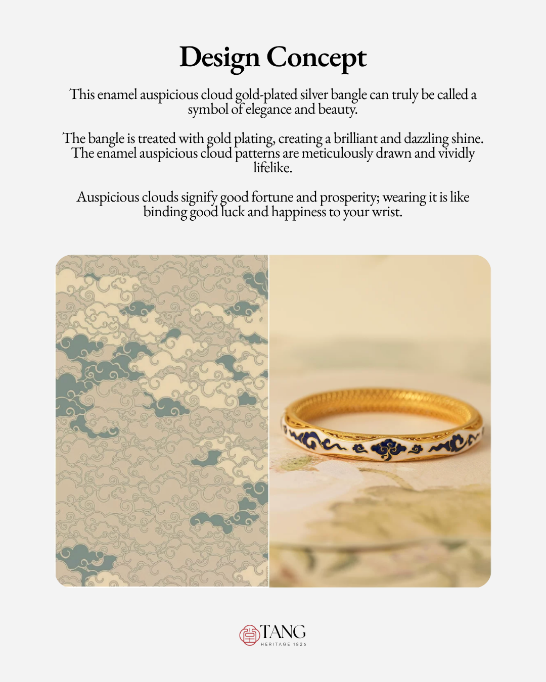 Gold Vermeil Auspicious Cloud Bangle