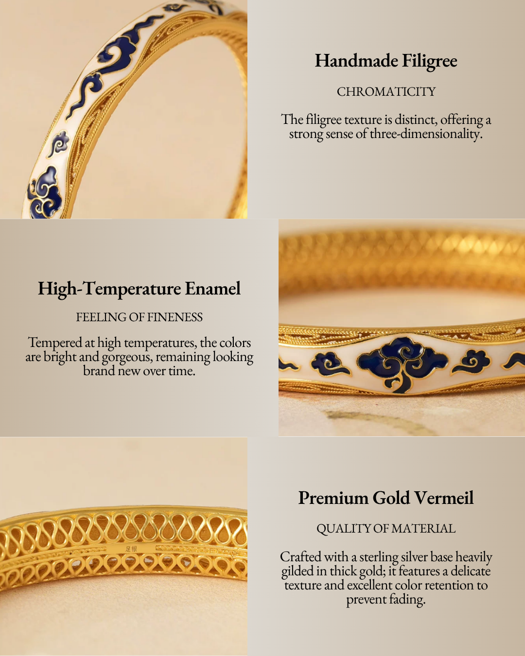 Gold Vermeil Auspicious Cloud Bangle