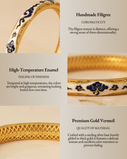 Gold Vermeil Auspicious Cloud Bangle