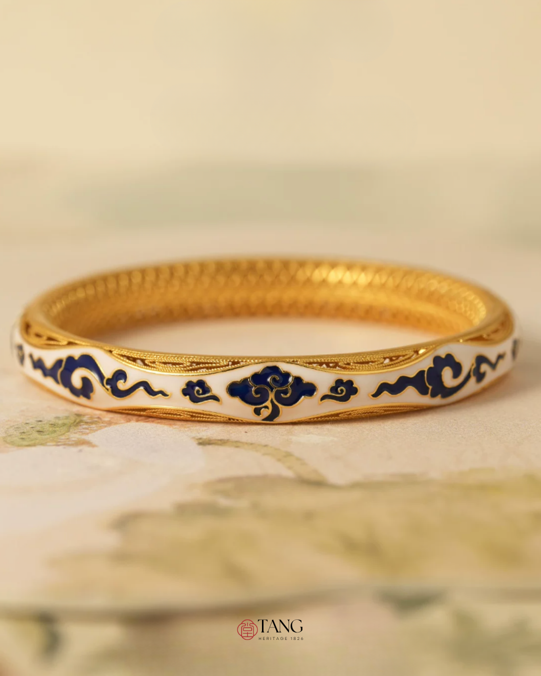 Gold Vermeil Auspicious Cloud Bangle