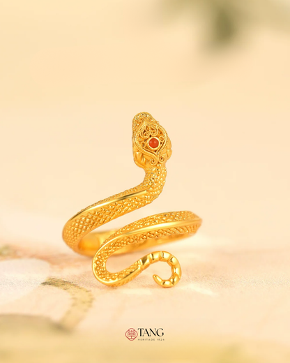 Gold Vermeil Auspicious Snake Ring