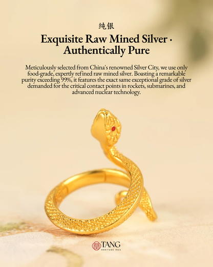 Gold Vermeil Auspicious Snake Ring