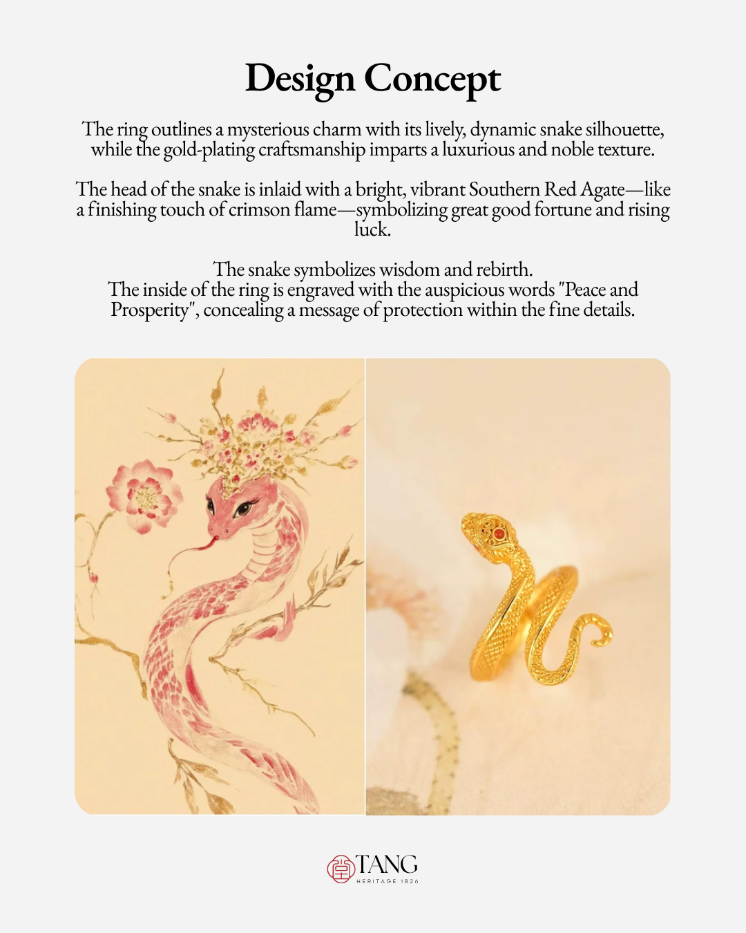 Gold Vermeil Auspicious Snake Ring