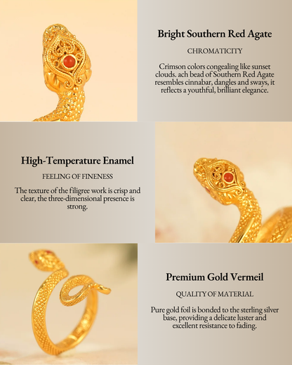 Gold Vermeil Auspicious Snake Ring