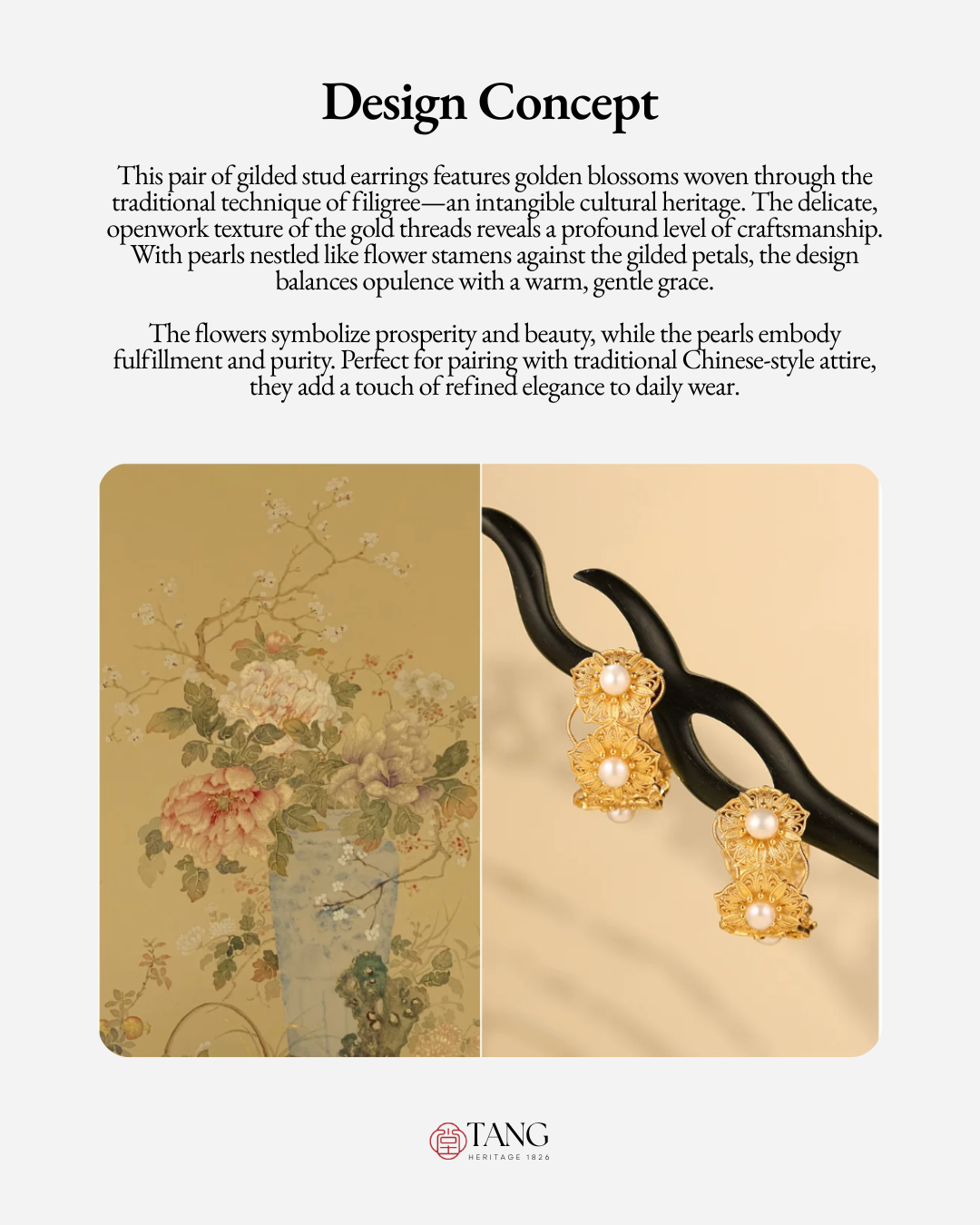 Gold Vermeil Blooming Flower Pearl Hoop Earrings