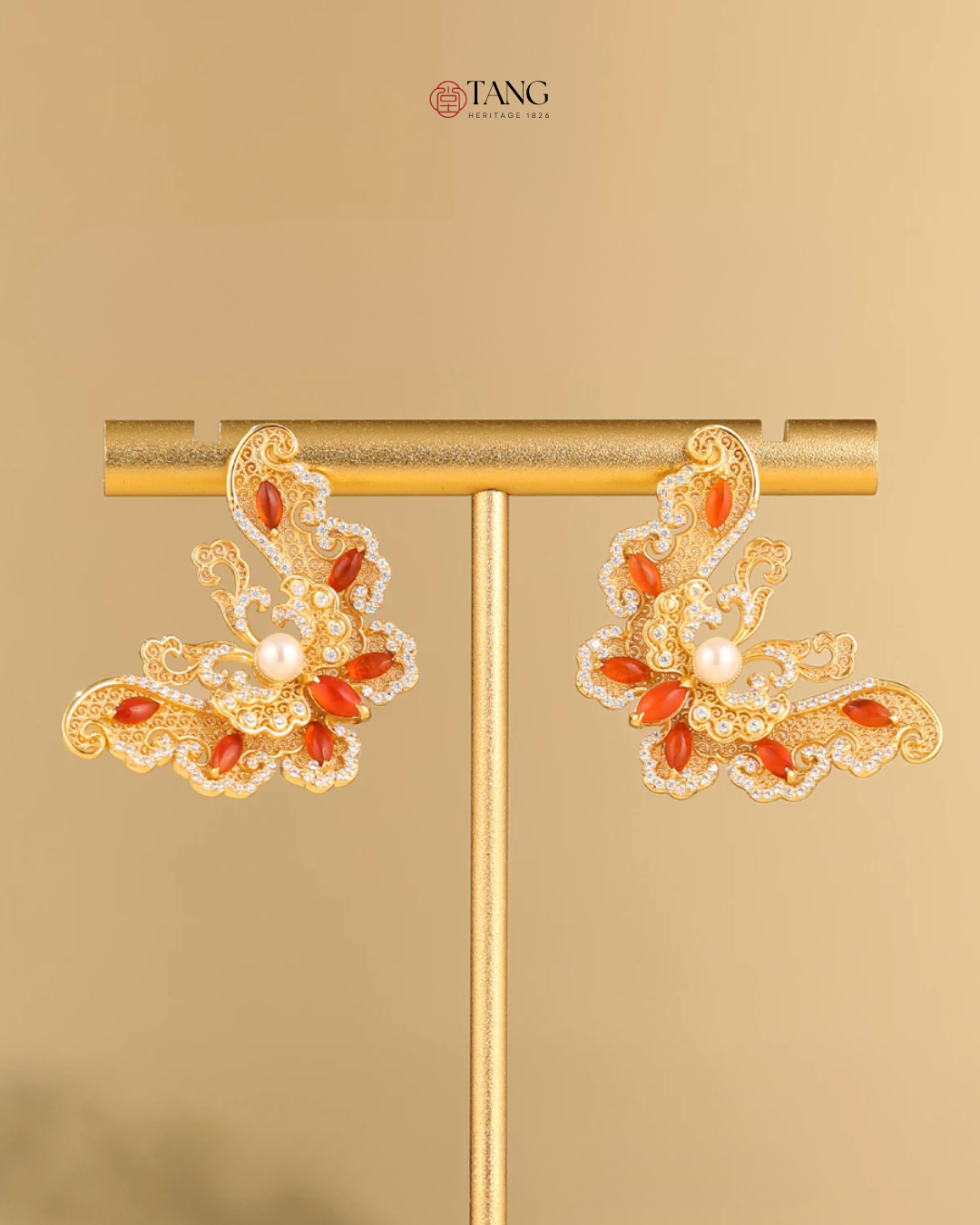 Gold Vermeil Butterfly Dance Pearl Earrings