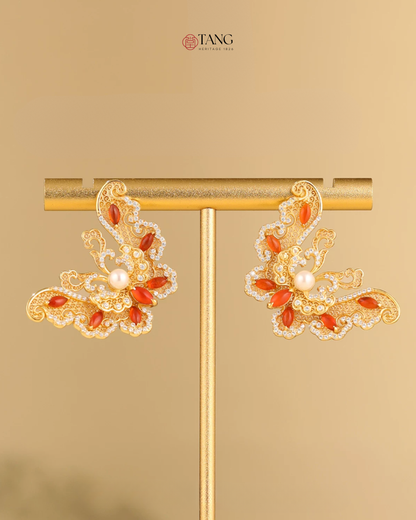 Gold Vermeil Butterfly Dance Pearl Earrings