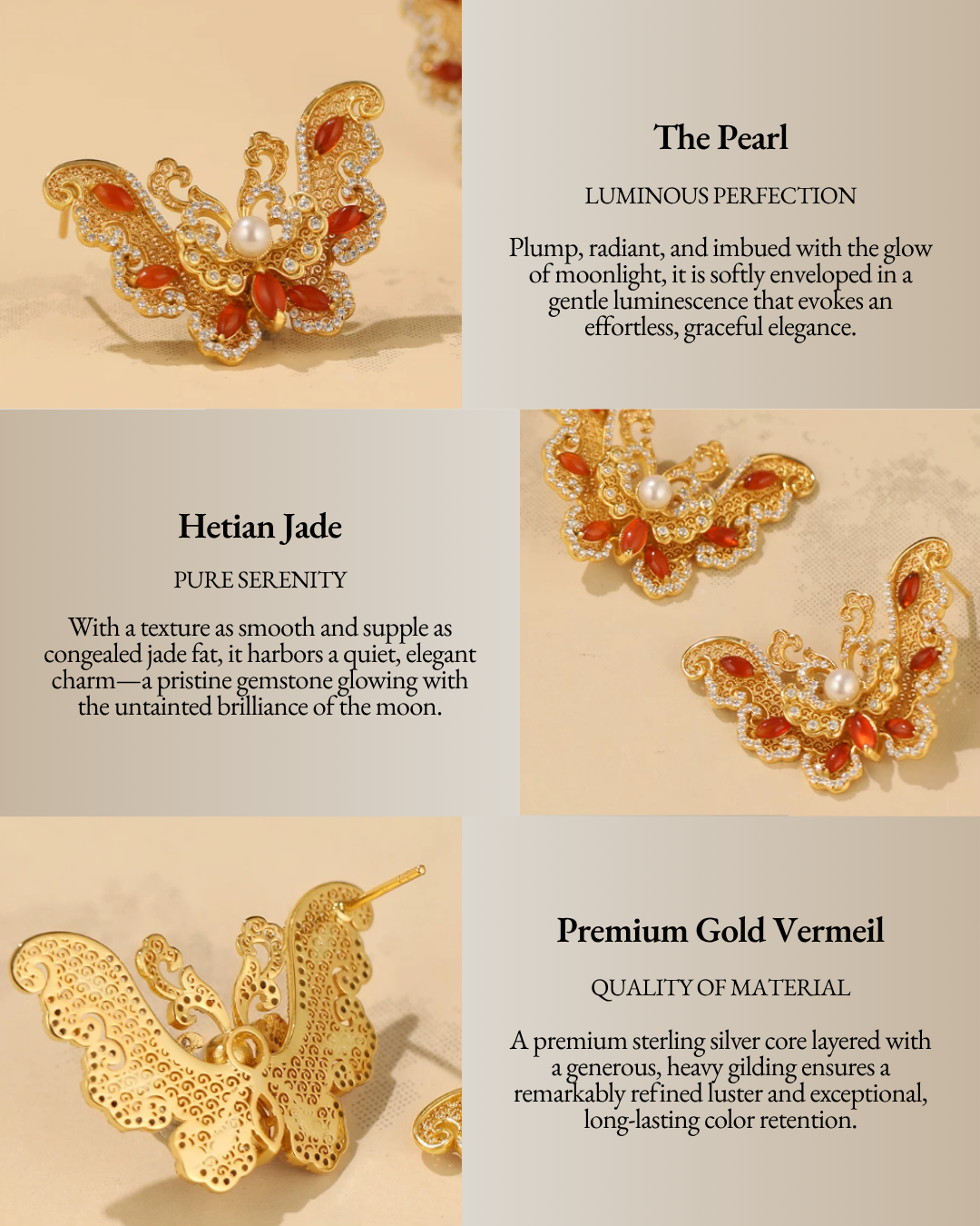Gold Vermeil Butterfly Dance Pearl Earrings