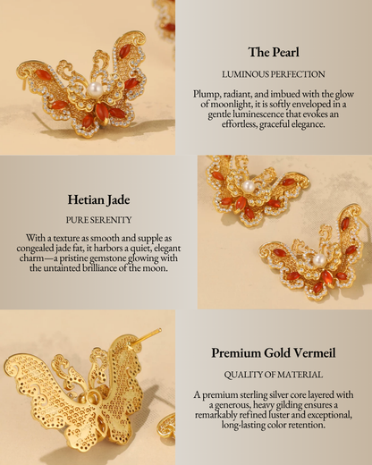 Gold Vermeil Butterfly Dance Pearl Earrings