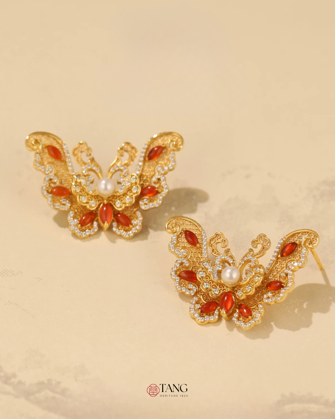Gold Vermeil Butterfly Dance Pearl Earrings