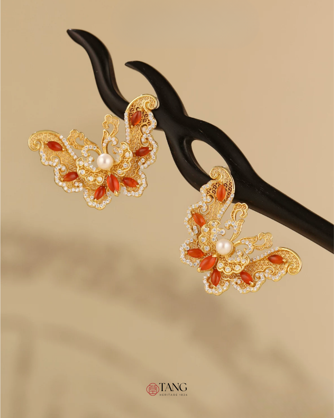 Gold Vermeil Butterfly Dance Pearl Earrings