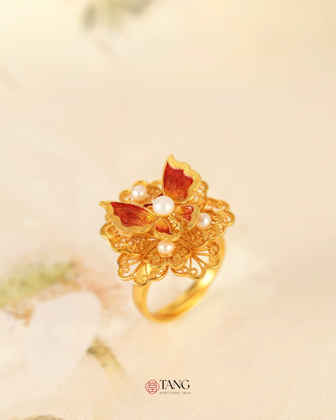 Gold Vermeil Butterfly Flower Ring