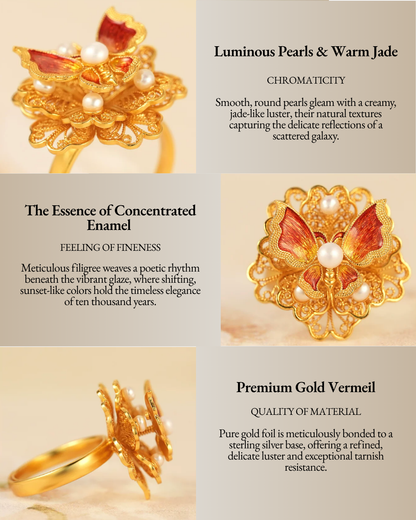 Gold Vermeil Butterfly Flower Ring