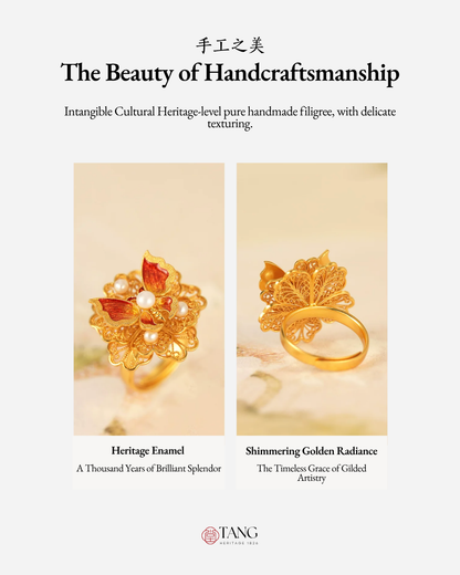 Gold Vermeil Butterfly Flower Ring