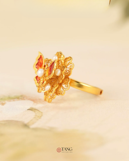 Gold Vermeil Butterfly Flower Ring