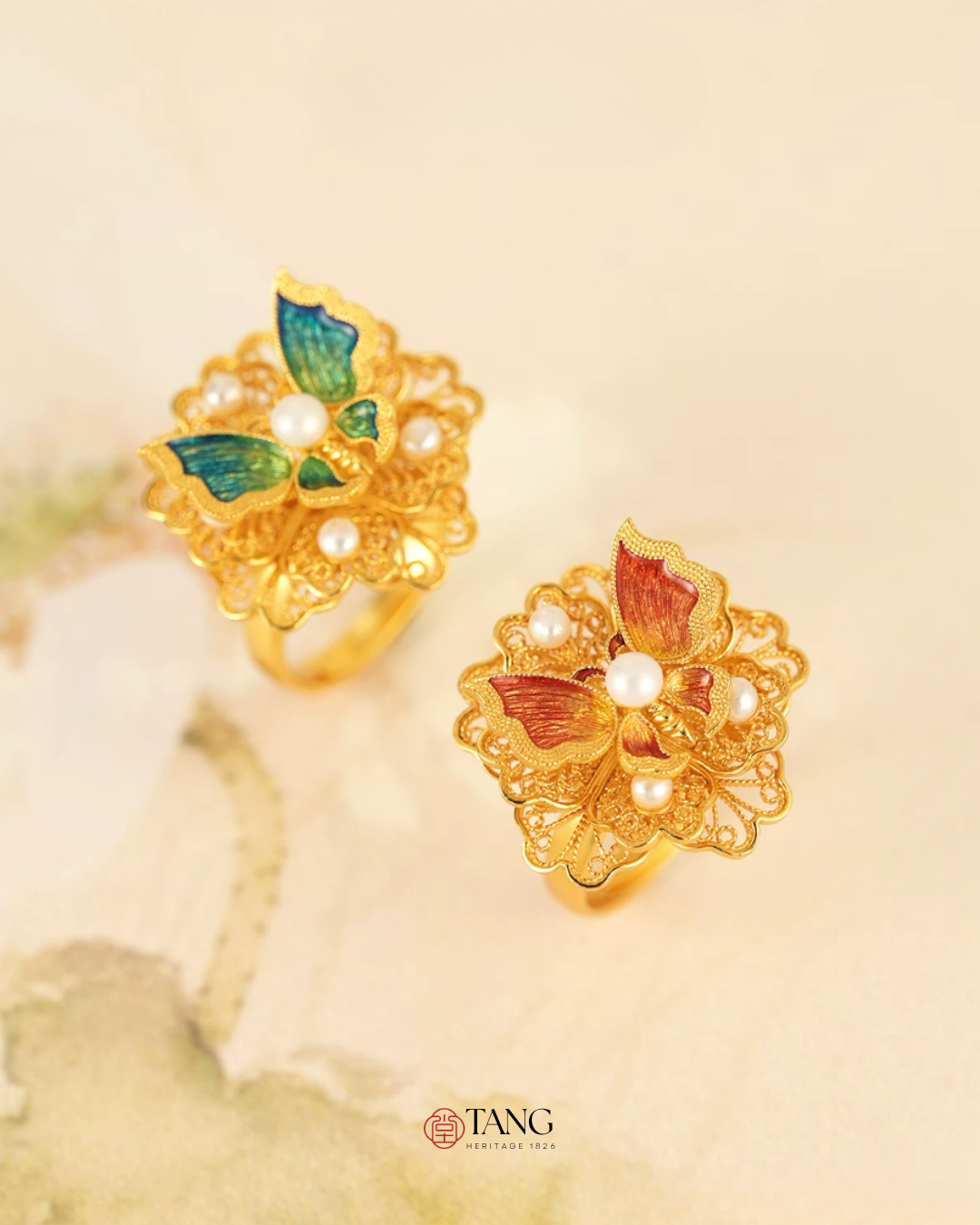 Gold Vermeil Butterfly Flower Ring