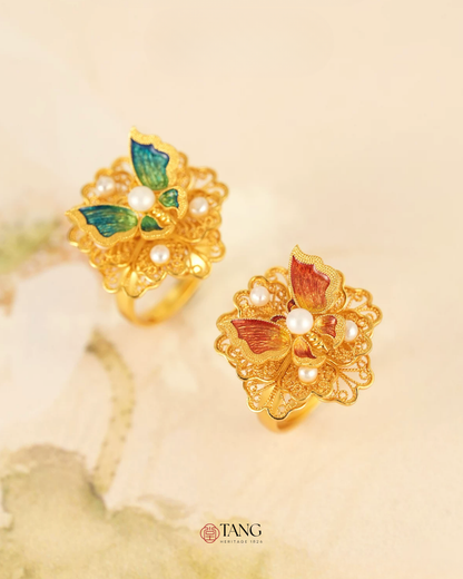 Gold Vermeil Butterfly Flower Ring