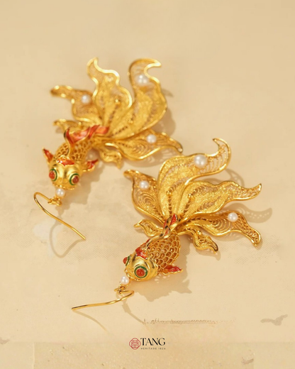 Gold Vermeil Butterfly Goldfish Earrings