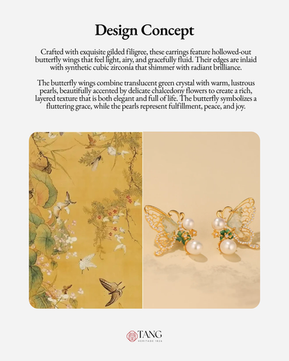 Gold Vermeil Butterfly Shadow Pearl Earrings