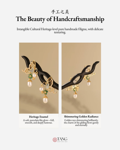 Gold Vermeil Butterfly Shadow Pearl Earrings