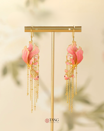 Gold Vermeil Cherry Blush Koi Earrings