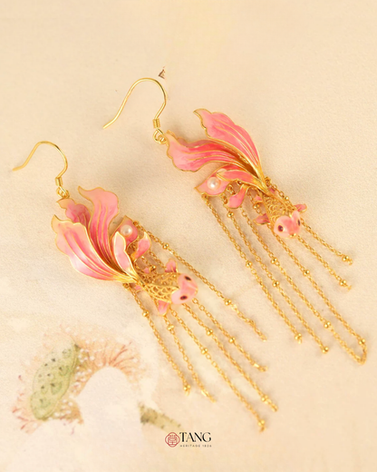 Gold Vermeil Cherry Blush Koi Earrings