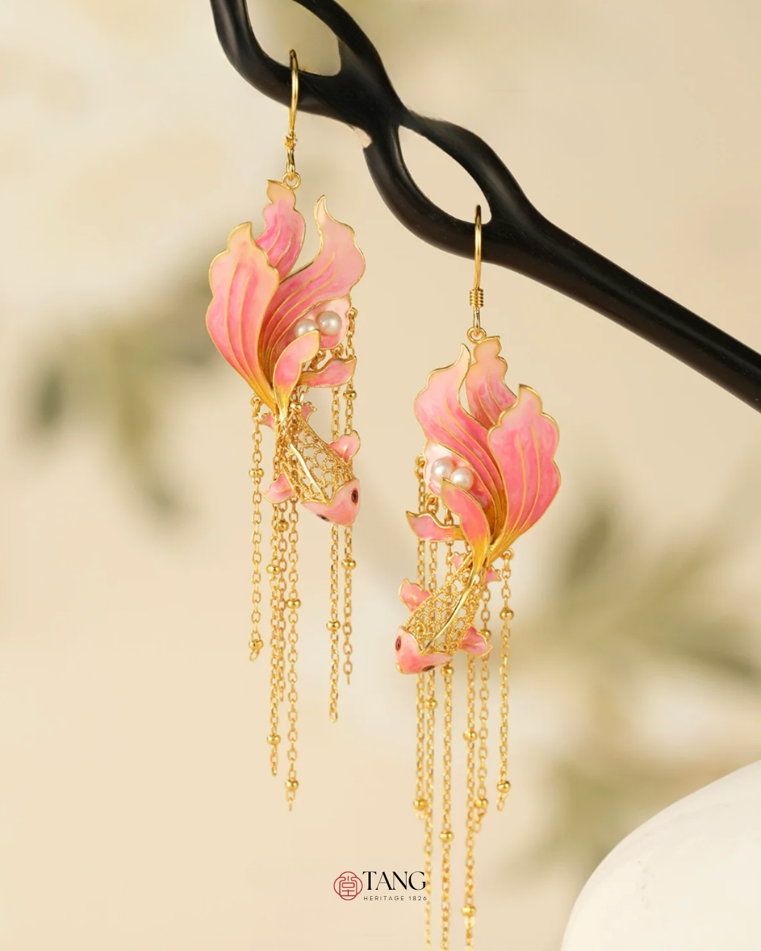 Gold Vermeil Cherry Blush Koi Earrings