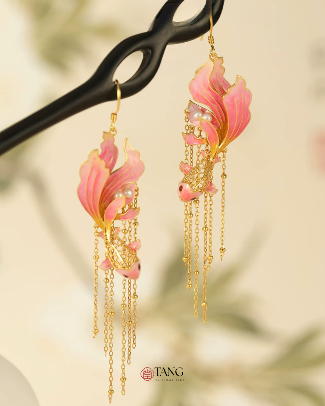 Gold Vermeil Cherry Blush Koi Earrings