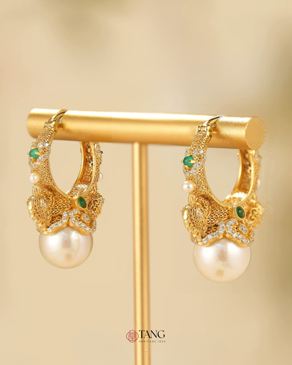 Gold Vermeil Double Phoenix Pearl Earrings
