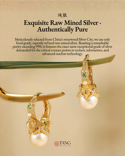 Gold Vermeil Double Phoenix Pearl Earrings