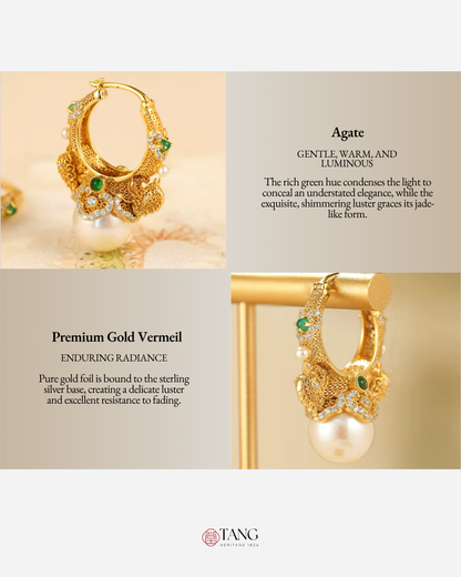 Gold Vermeil Double Phoenix Pearl Earrings