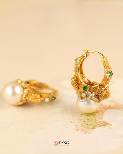 Gold Vermeil Double Phoenix Pearl Earrings