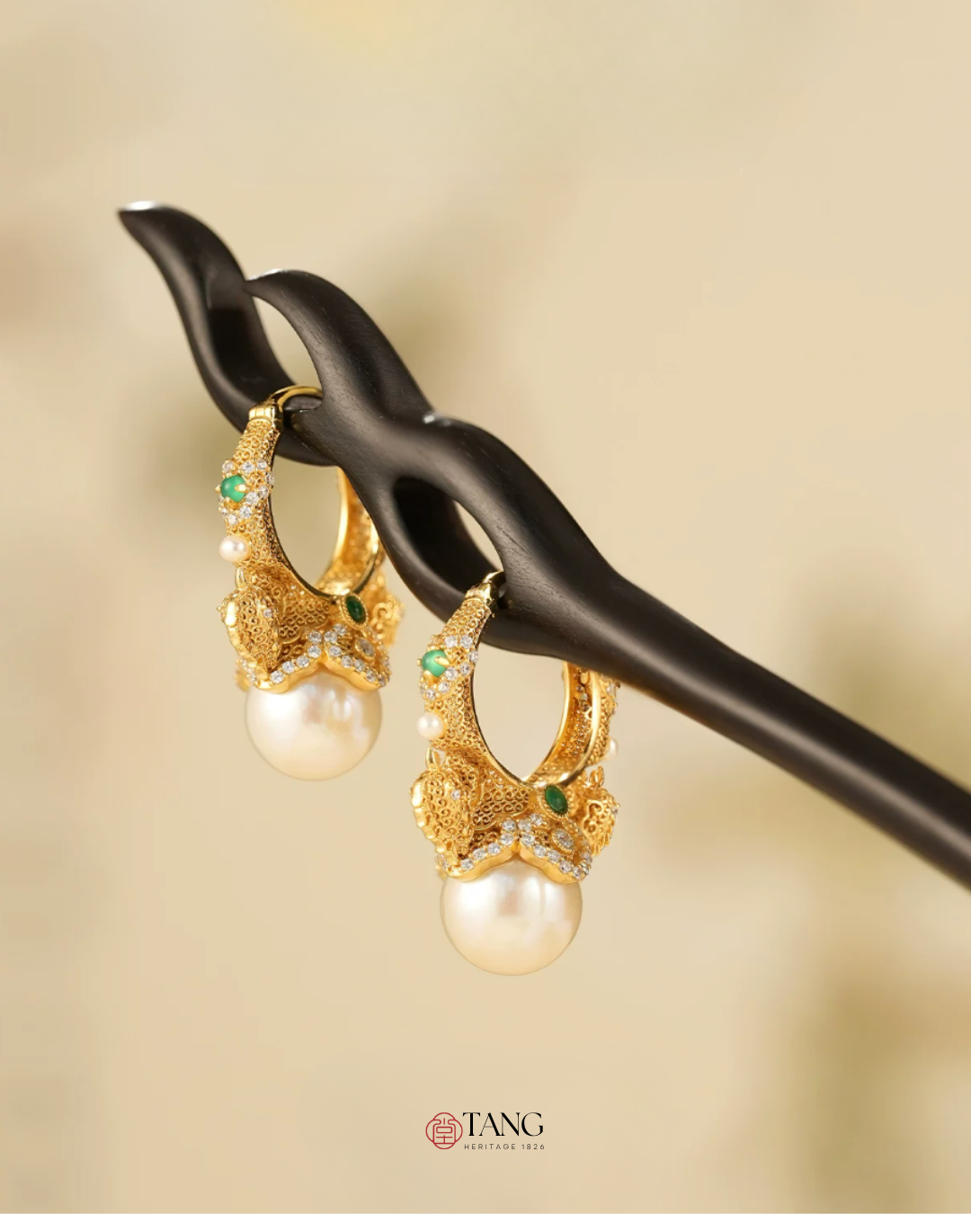 Gold Vermeil Double Phoenix Pearl Earrings