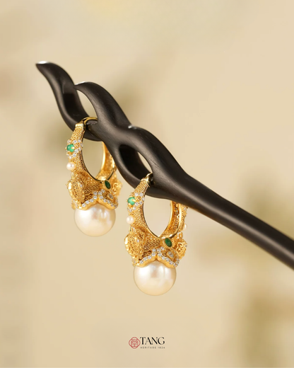 Gold Vermeil Double Phoenix Pearl Earrings