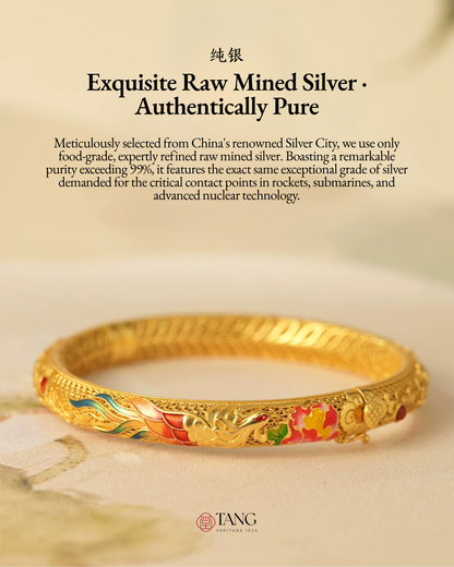 Gold Vermeil Dragon Phoenix Bangle