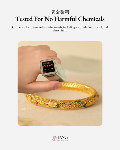 Gold Vermeil Dragon Phoenix Bangle