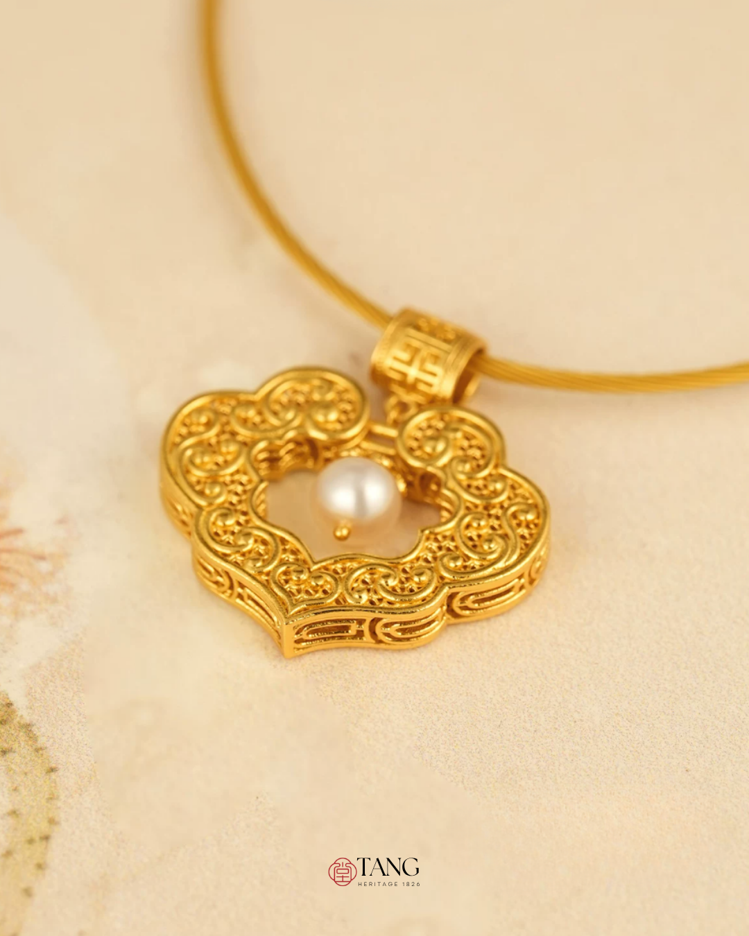 Gold Vermeil Dragon Phoenix Ruyi Pendant