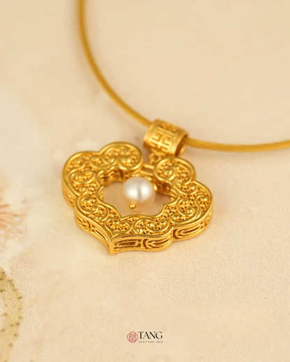 Gold Vermeil Dragon Phoenix Ruyi Pendant