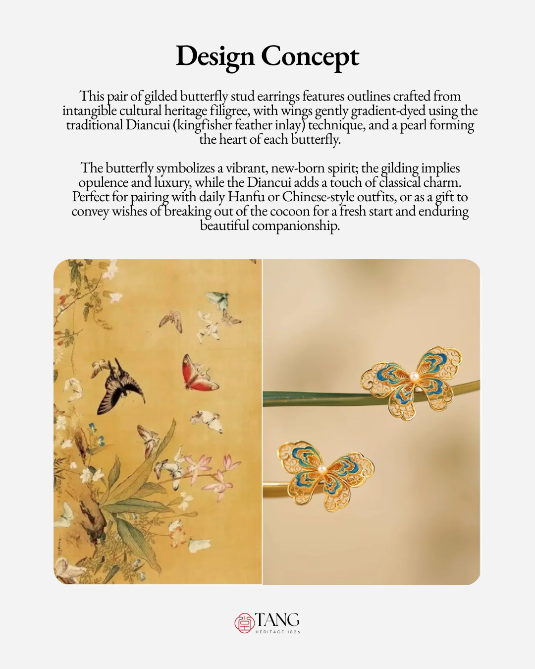 Gold Vermeil Enamel Butterfly Pearl Earrings