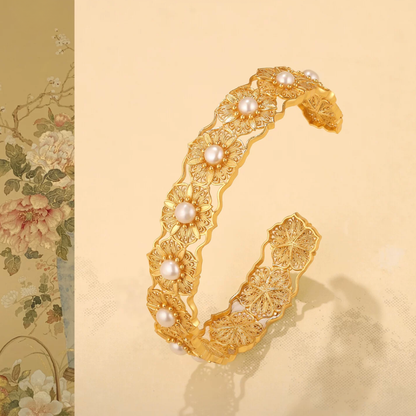 Gold Vermeil Filigree Blossom Cuff