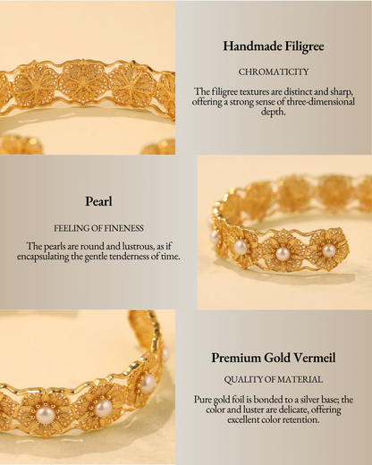 Gold Vermeil Filigree Blossom Cuff