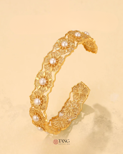 Gold Vermeil Filigree Blossom Cuff